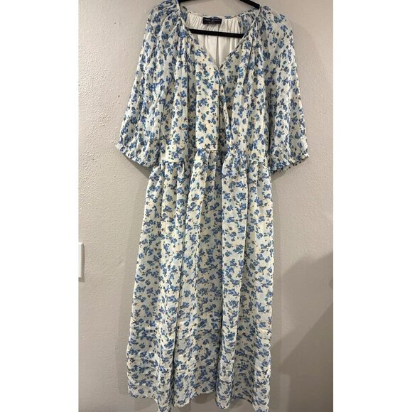 Lane Bryant Dress Womens Puff-Sleeve Tuck-Detail boho Midi Dress size 18 - Picture 3 of 9